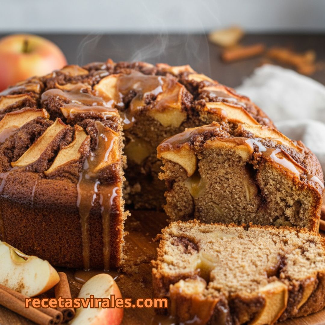 Receta de bizcocho de manzana jugoso con canela y caramelo