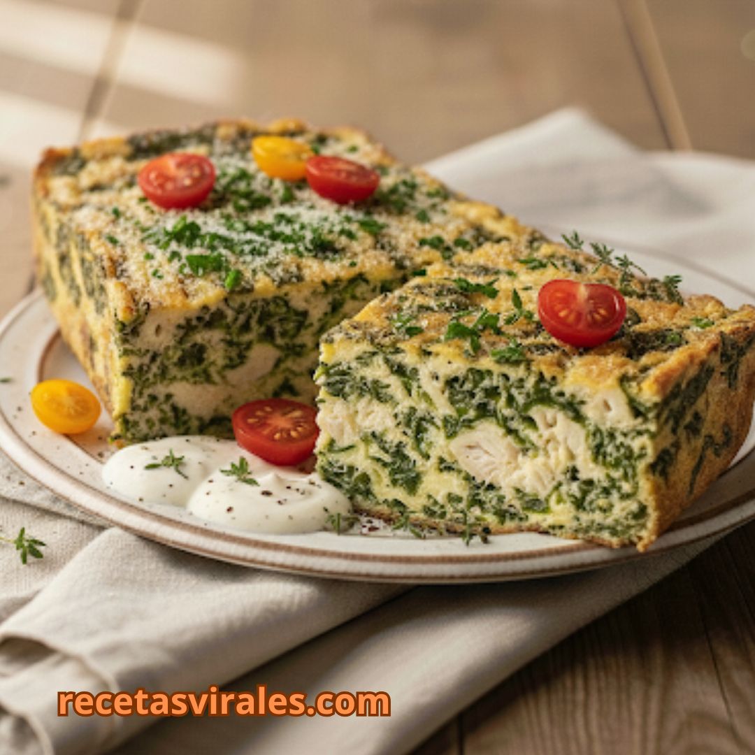 Budín de espinaca y pollo