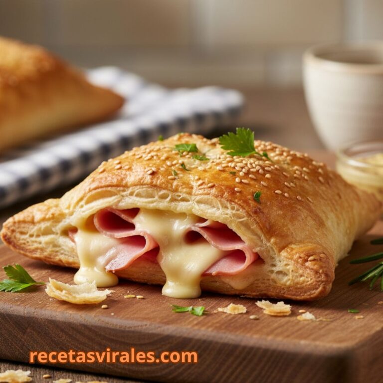 Hojaldre de jamón y queso fácil y delicioso