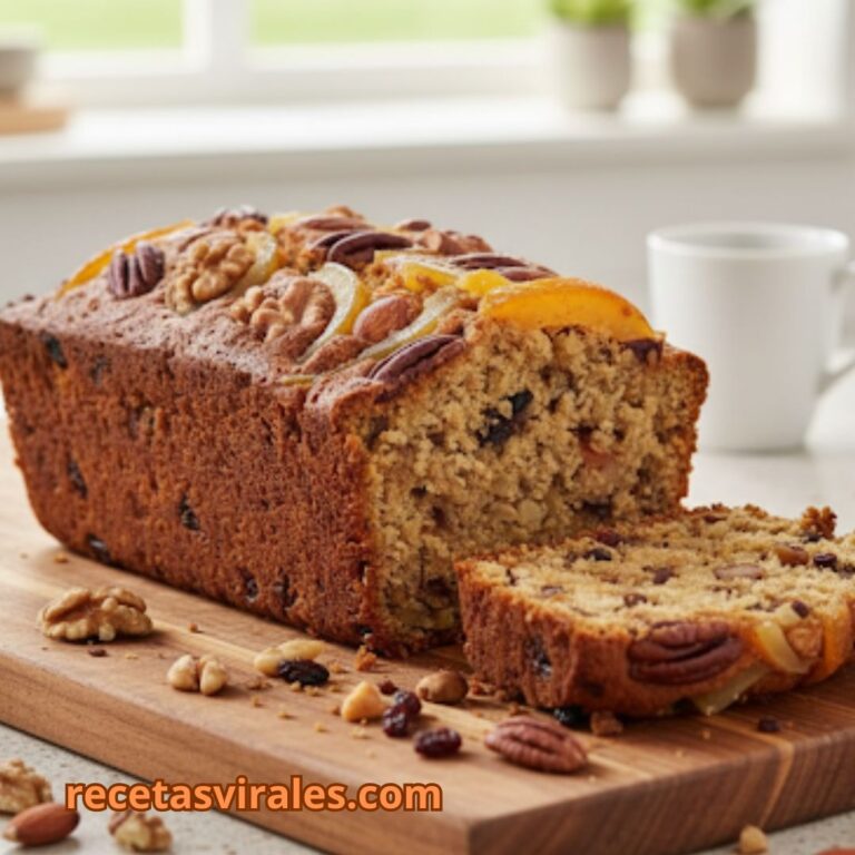 Receta de pastel de nueces y fruta con albaricoque