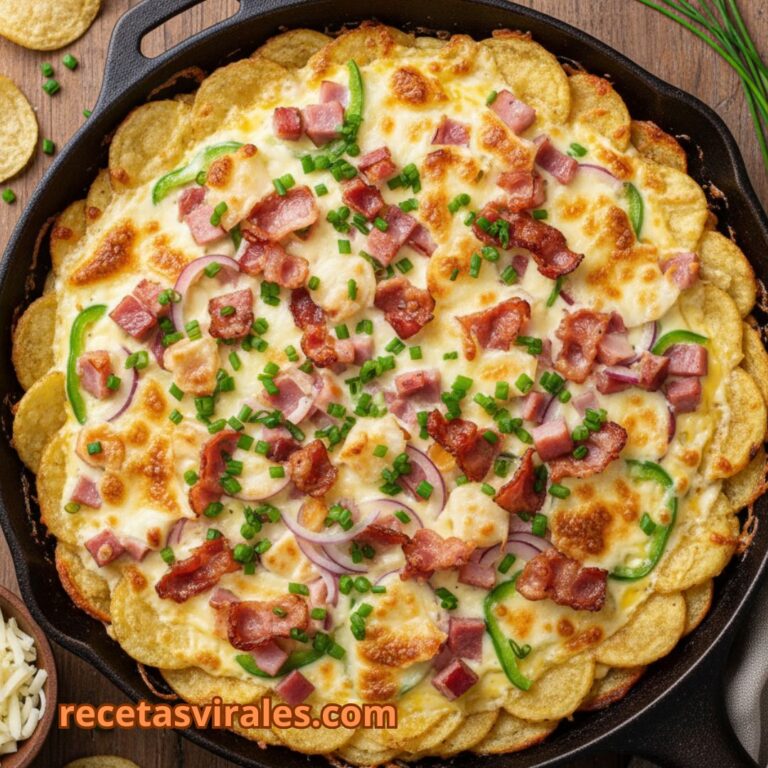 Pizza de patatas fritas en sartén