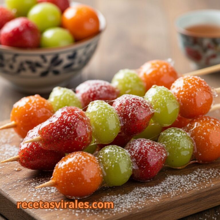 Tanghulu postre de frutas confitadas