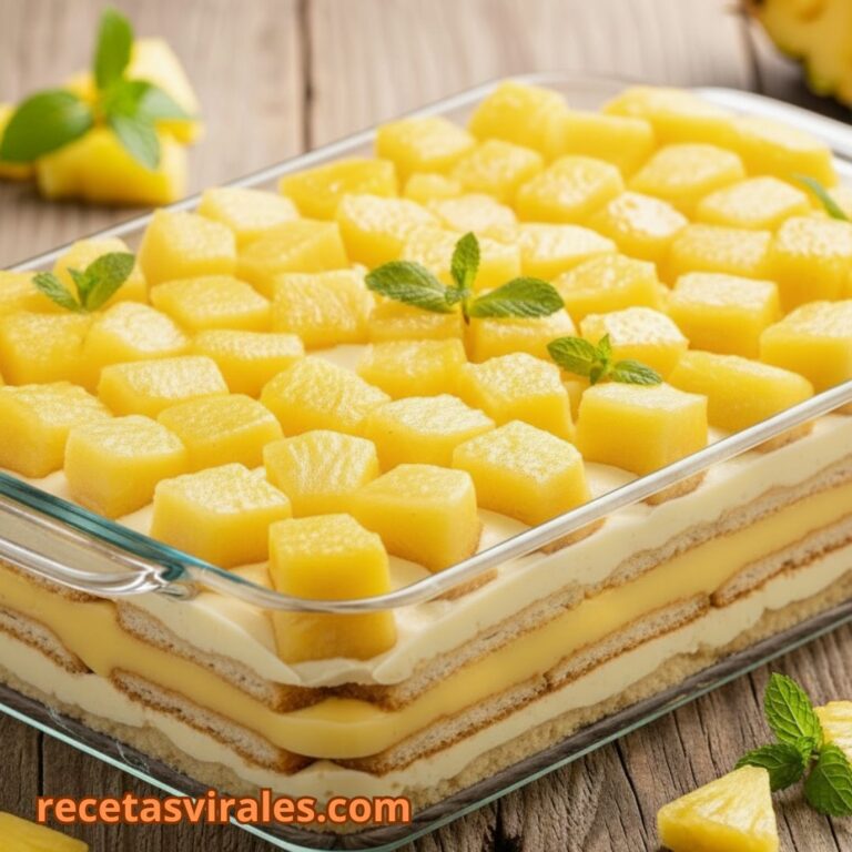 Receta de tarta de galleta y piña